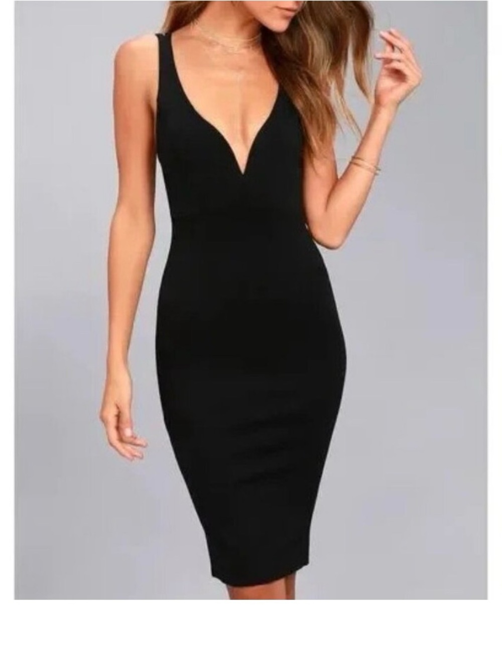 Lulu's Black Gracefully Yours Midi Bodycon Dress